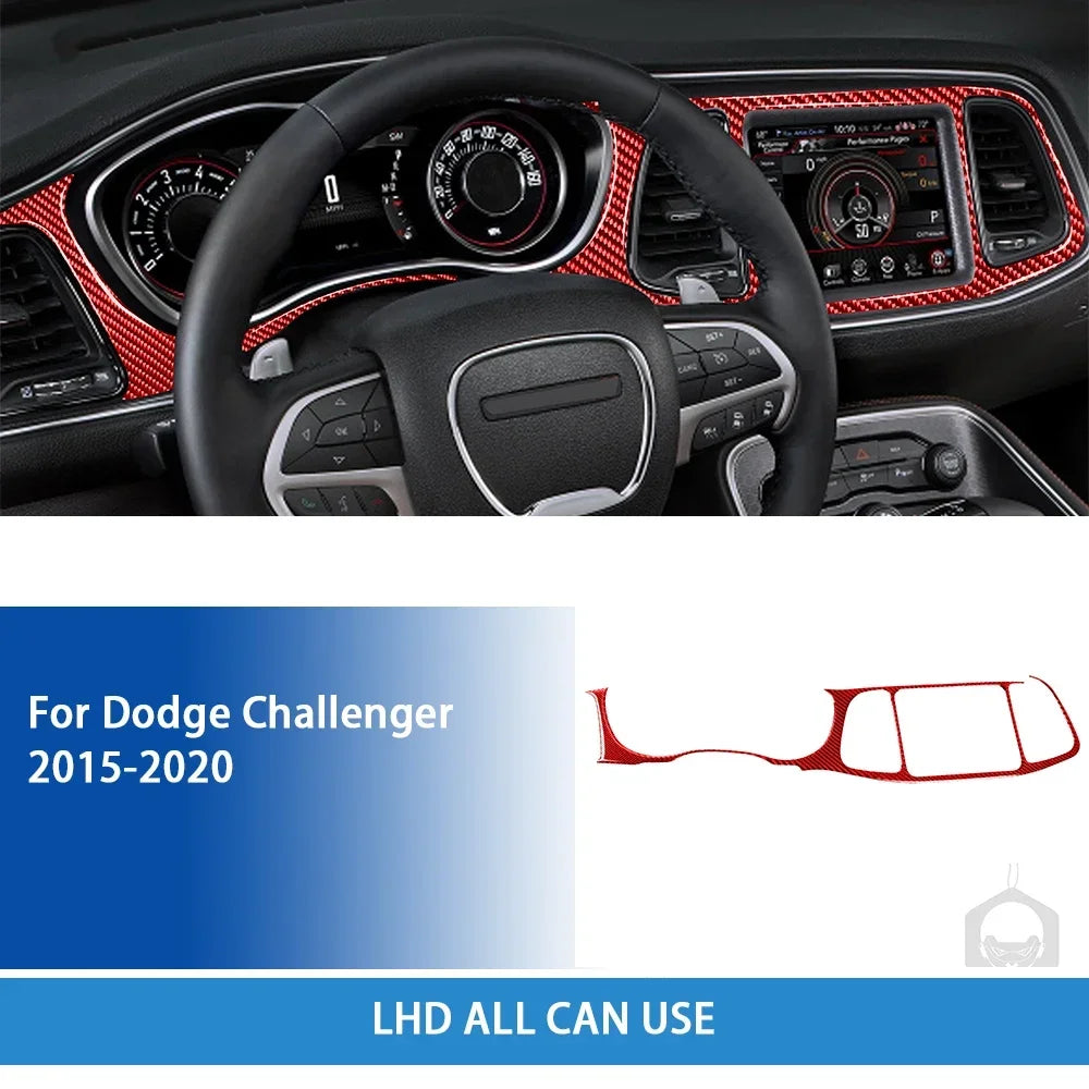 For Dodge Challenger 2015-2020 Accessories Carbon Fiber Car Interior Speedometer Surround Panel Trim Sticker