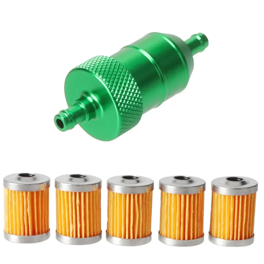 8mm CNC Aluminum Gasoline Cleaner +3/5 Pieces Reusable Cleanable Fuel Filter Motorcycle ATV Quad Inline Oil and Gas Fuel Filter