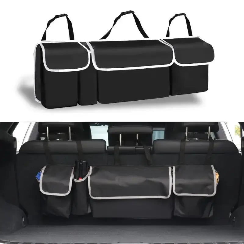 Car Organizer Trunk Storage Bag with 4 Pockets Multi-Functional Car Trunk Organizer, Backseat Storage Bag with Adjustable Straps