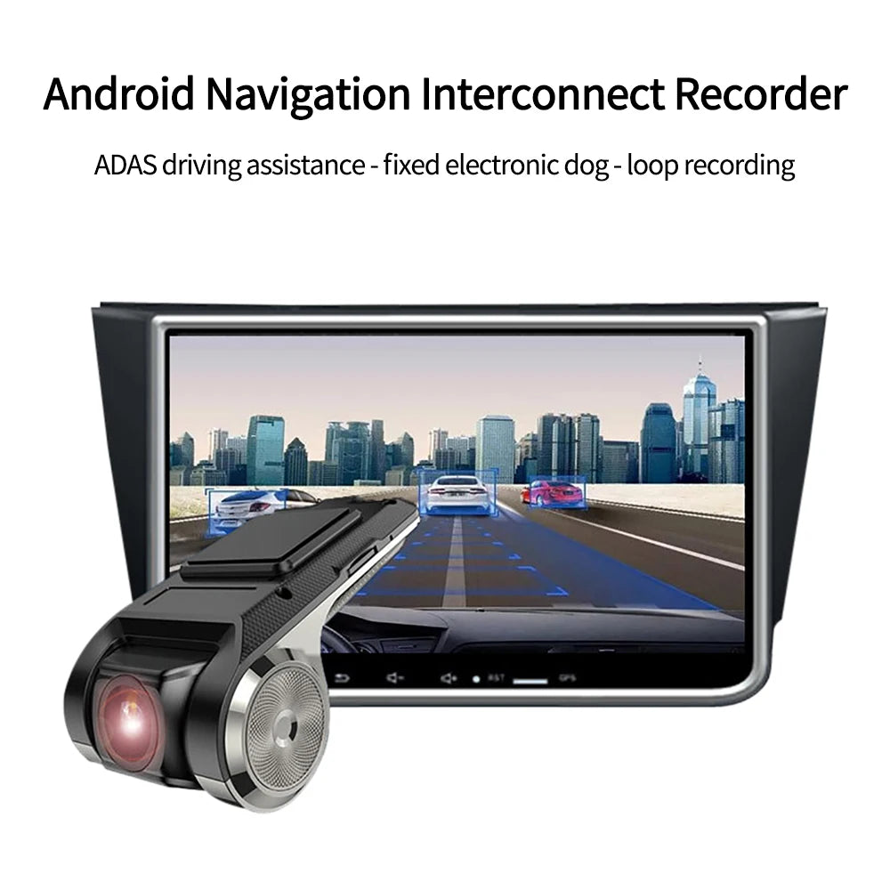 Car DVD Android Player Navigation Full HD Car DVR USB ADAS Dash Cam Head Unit Auto Audio Voice Alarm for G-Shock Camera Recorder