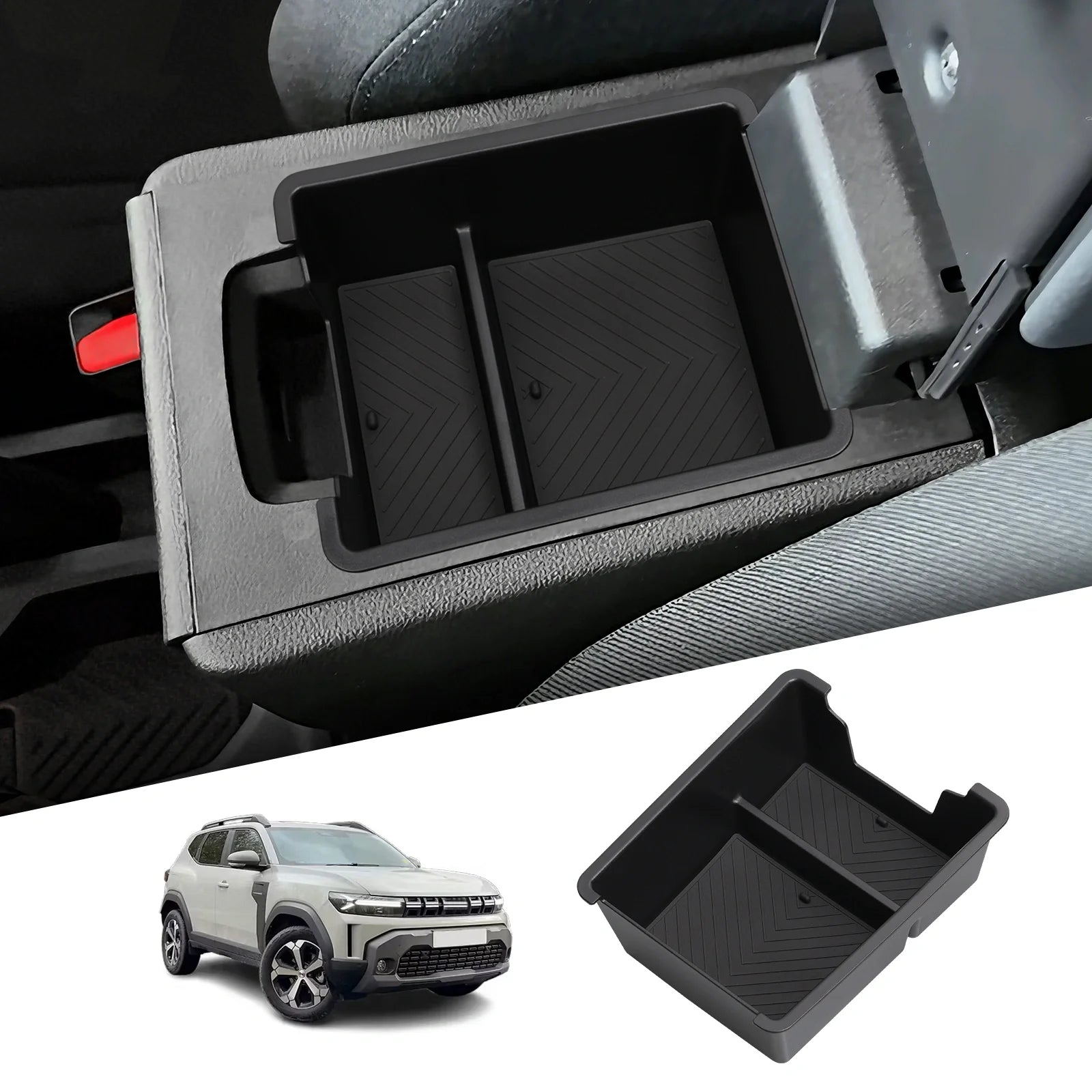 for Dacia Duster/for Renault Duster (2025-2026) Car Armrest Storage Box Interior Accessories Center Console Tray Tidying ABS