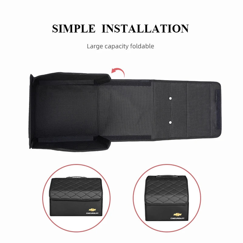 Car Trunk Organizer Box Leather Suitcase Foldable Storage Bin For Chevrolet Cruze Spark Captiva Suburban Camaro Malibu Silverado