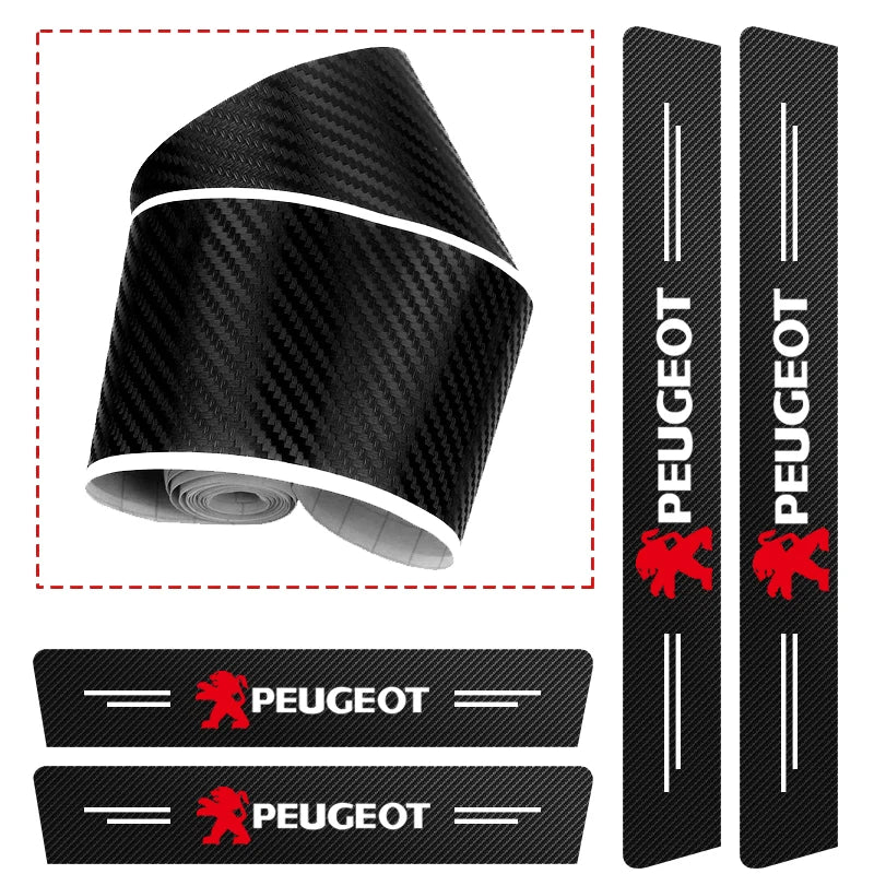 Car Accessories Car Door Sill Protector Welcome Pedal Decoration Leather Stickers For Peugeot 206 208 207 3008 308 2008 107