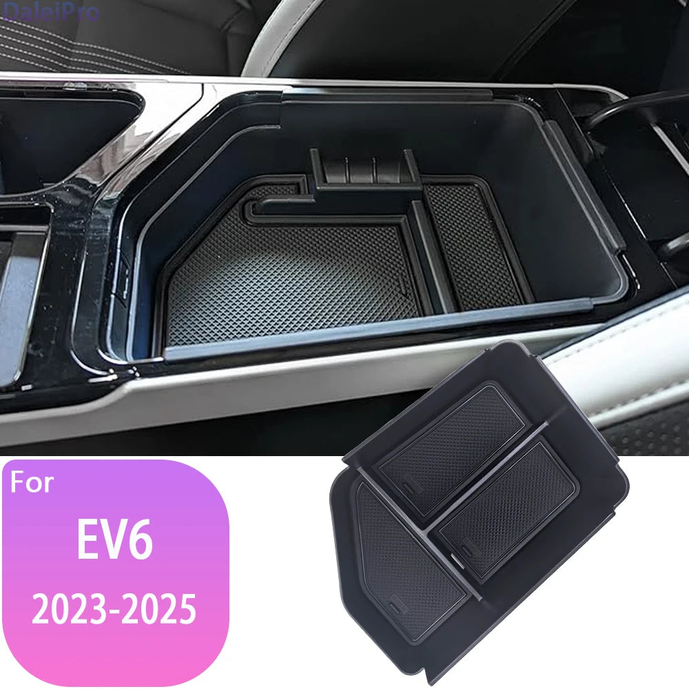 Car Armrest Box For KIA EV6 EV6 2023 2024 2025 Center Console Organizer Tray Armrest Box Car Phone Holder Box Accessories