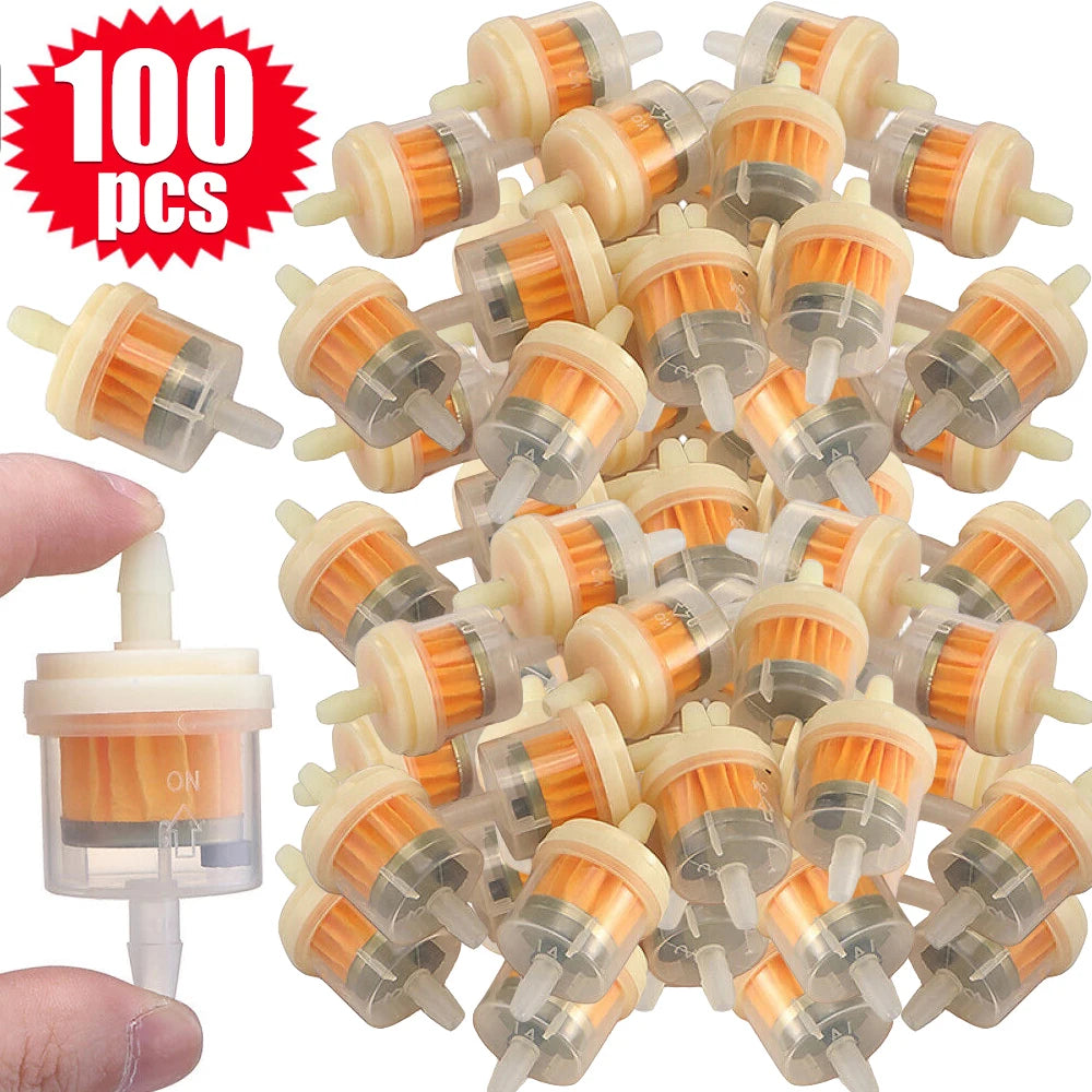 100pcs Gas Fuel Gasoline Oil Filter for Motorcycle Moped Scooter Motocross Go Kart Gasoline Fuel Filters Accessories