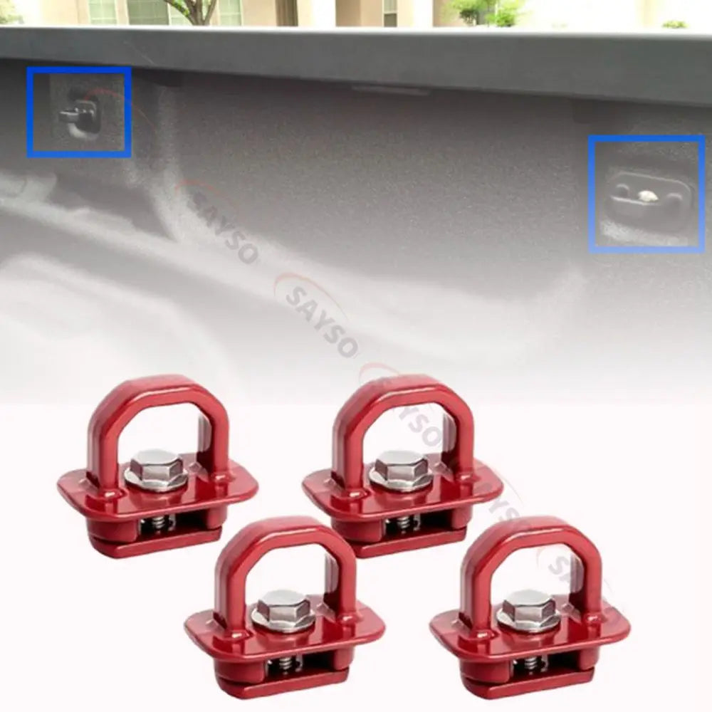Red/Blue/Black Truck Bed Side Wall Anchors 4Pcs Set Tie Downs Anchor For Chevy Silverdo Pickup Anchor Truck Bed Easy To Use