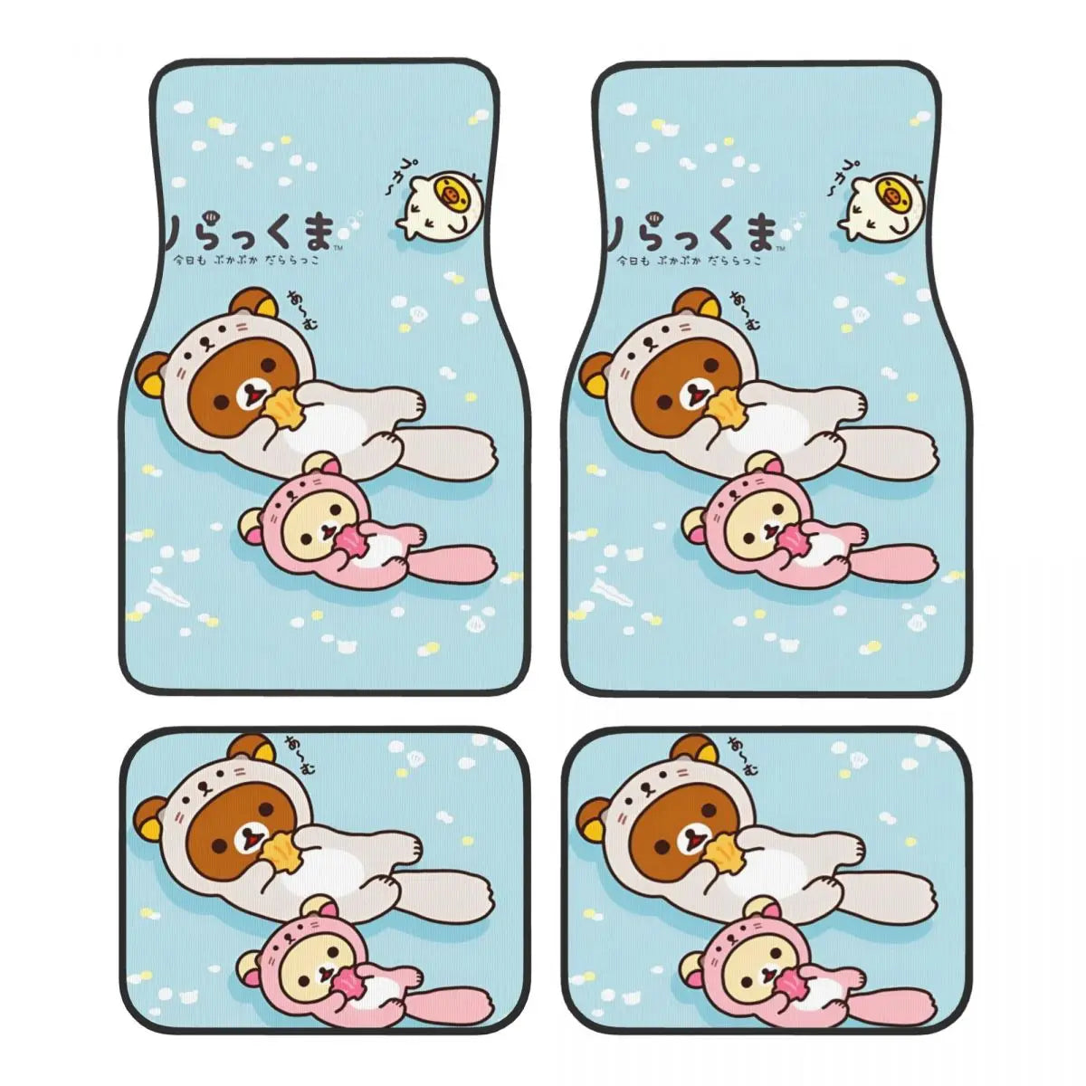 Rilakkuma Car Floor Mats Carpet Set of 4 Anti-Slip Universal Automotive Floor Mat Fit for Mid Trucks