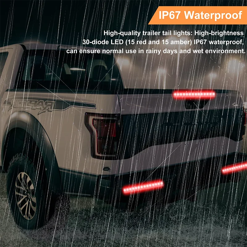 Car Rear Tail Light 12V 54LED Running Light Flowing 10W Turn Signal Warning Light Trailer Truck Light Car Taillights Lorry Van