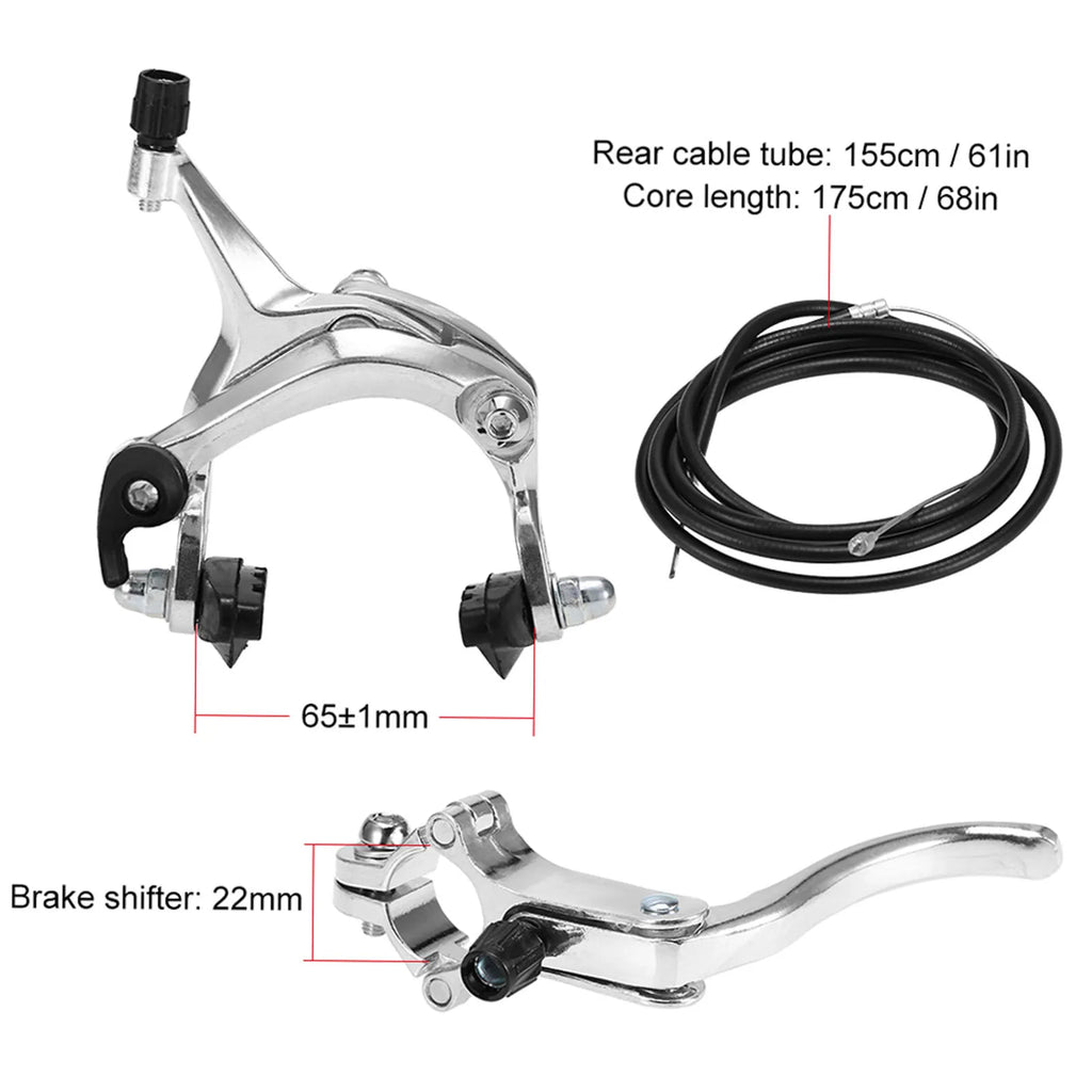 Front / Rear Fixie Bike Brake Kit Road Bike Cruiser Brake Set Bike Caliper Brake Kit Side Pull Brake Set