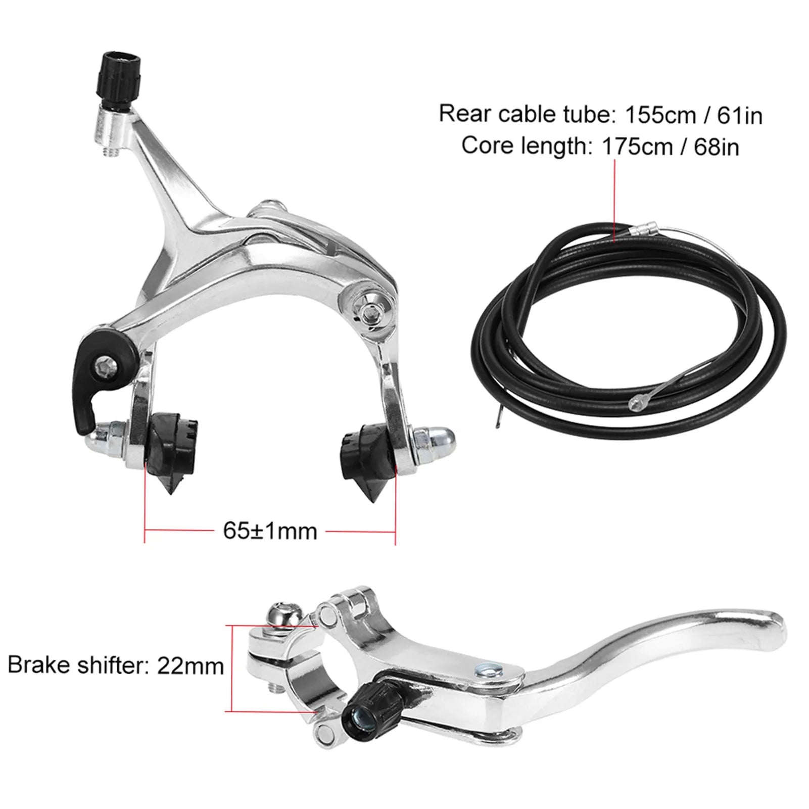Front / Rear Fixie Bike Brake Kit Road Bike Cruiser Brake Set Bike Caliper Brake Kit Side Pull Brake Set