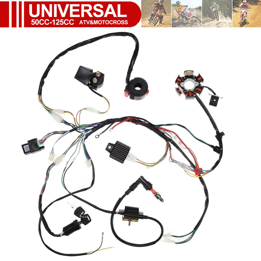 1 Set Full Complete Electrics Quad Wiring Harness For Motorcycle ATV 50cc 70cc 90cc 110cc 125cc Chinese Electric Start