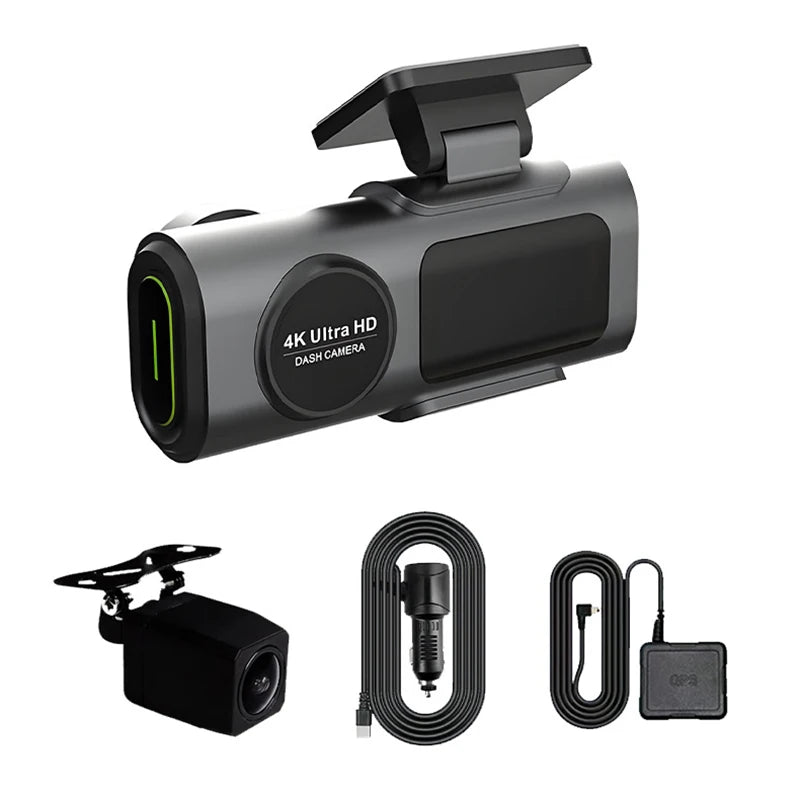 Dash Cam 4K UHD Recording Car Camera DVR Night Vision Video Recorder Built-In Wi-FiSupport GPS 24H Parking