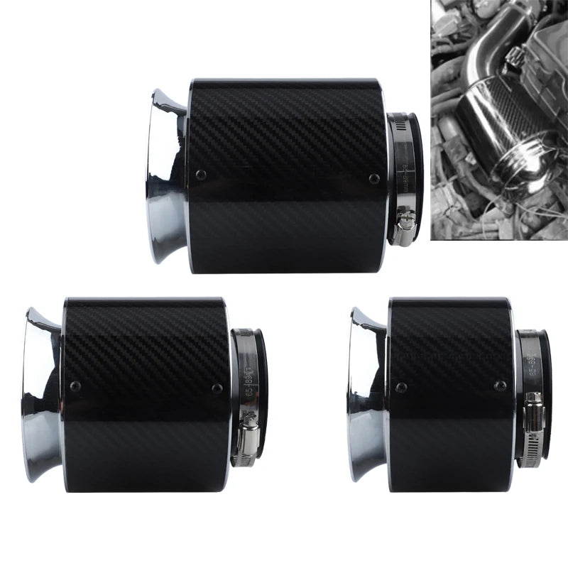 130/150/175mm 3inch Carbon Cover Air Filter Universal Car Vehicle Flow Cleaner High Performance Cold Air Intake Filter