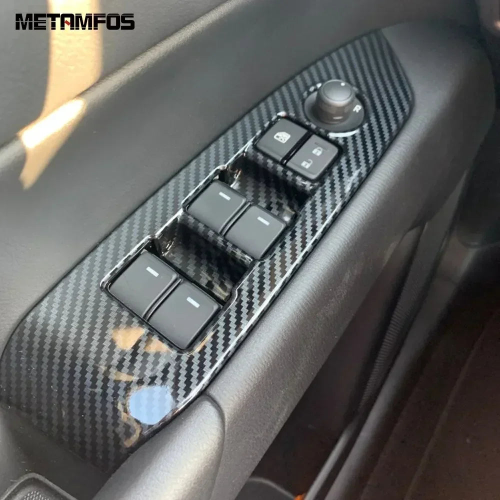 Car Accessories For Mazda CX-5 CX5 KF 2017-2024 2025 Interior Carbon Fiber Window Lift Switch Cover Trim Inside Armrest Frame