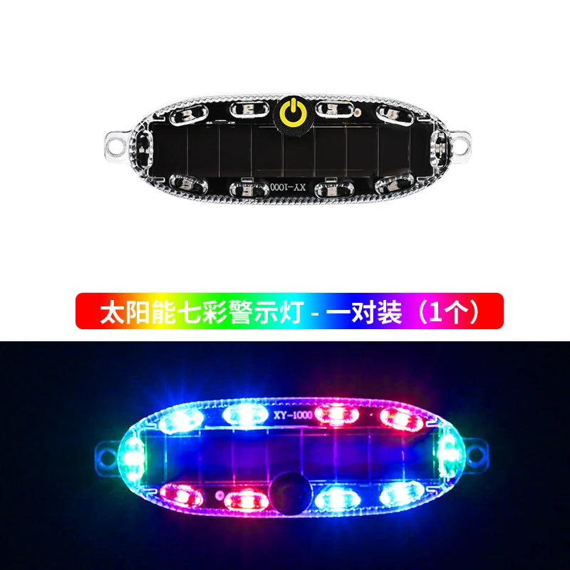 Motorcycle and electric vehicle solar warning flashing lights, anti rear end flash lights, wireless car rear grille lights witho