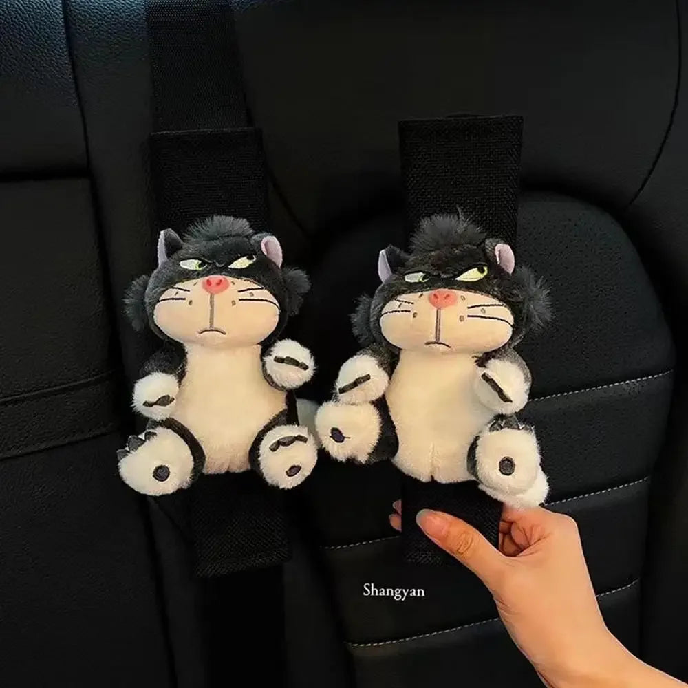 Car Seat Belt Cover Cute Plush Cartoon Cat Auto Shoulder Cushion soft  Multi Purpose Neck Support Shoulder Pads For Kids Adults