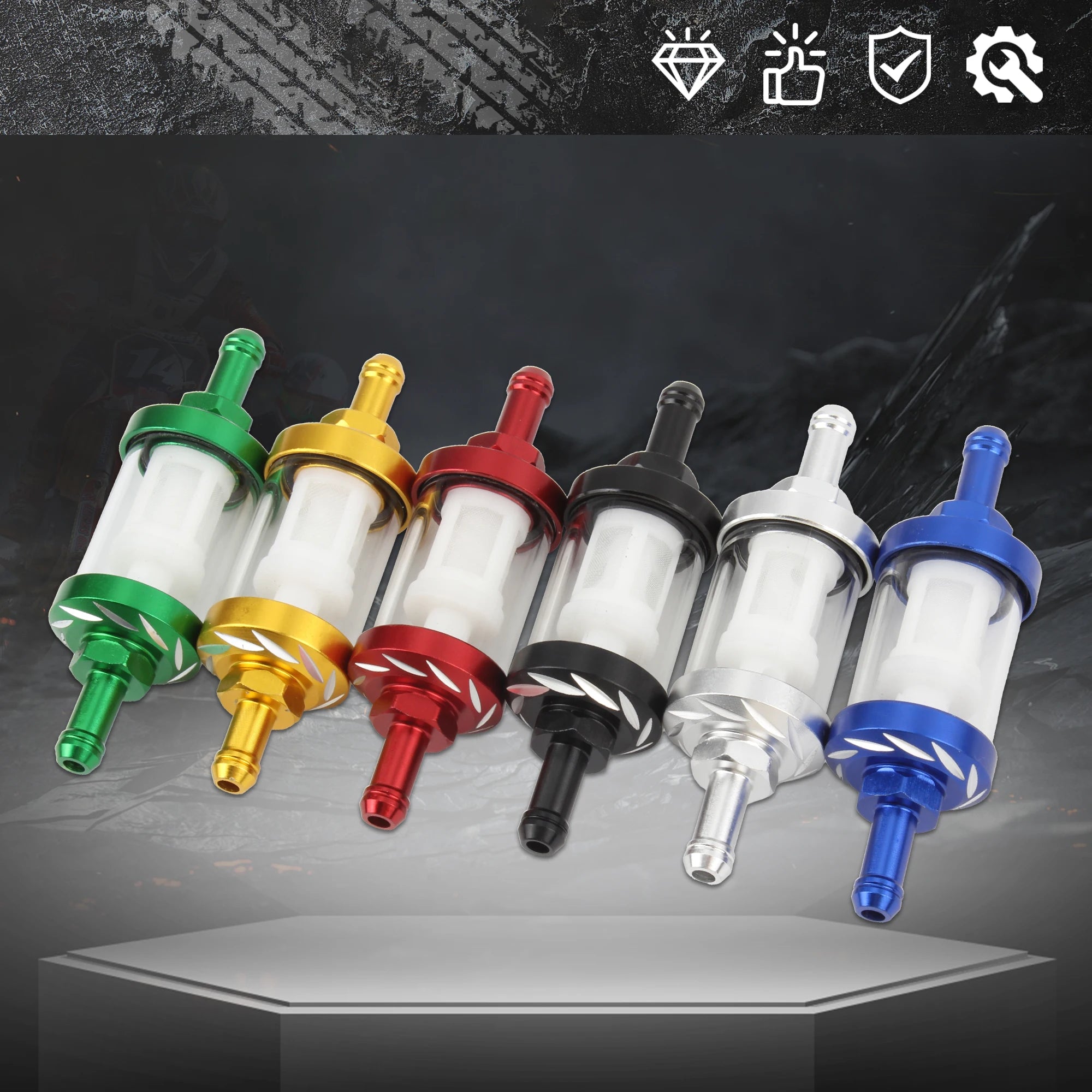 Motorcycle Engine Fuel Filter CNC Aluminum Alloy Glass Gas Fuel for Enduro Dirt Bike Motocross 125 140 150 160cc CRF70 90 110