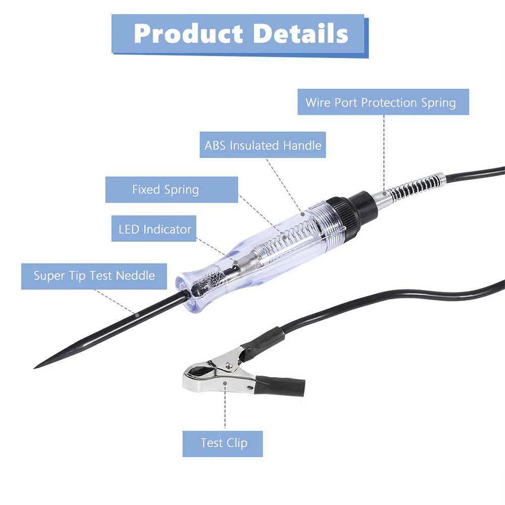 6V12V24V Car Truck Electrical Tester Automotive Lamp Circuit Tester Probe Test Pen Automotive Circuit Diagnosis Maintenance Tool