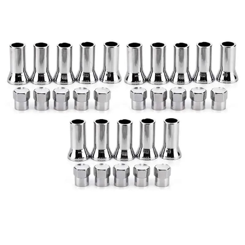 TR414AC Chrome Car Truck Tire Wheel Tyre Valve Stem Hex Caps with Sleeve Covers Left Right Front Rear Autos Accesorios