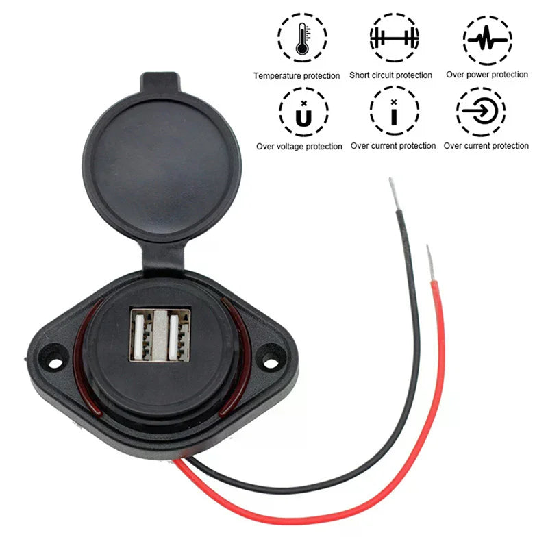 3.1A 12-24V Car Charger Dual Waterproof Adapter Power Socket Outlet Dual USB Port Charger Power Socket Car  Accessories