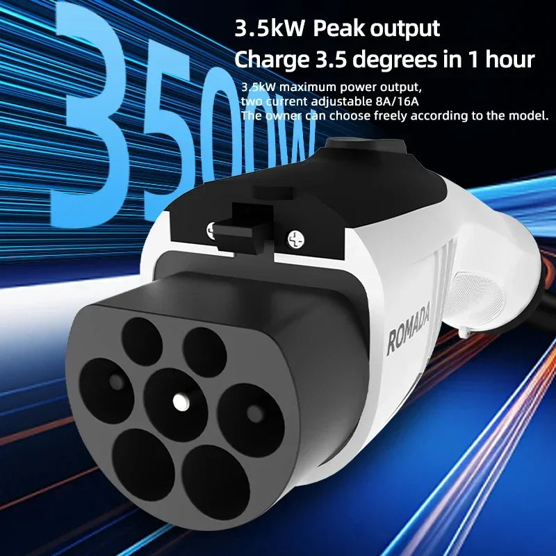 For Electric Vehicle 7KW 32A EV Portable Charger 3M 5M 10M 15M 20M Cable Type2 IEC62196 EVSE CEE Plug Wallbox Adapter