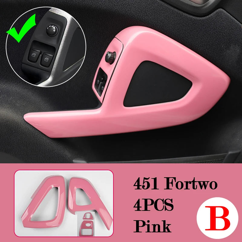 Car Interior Decoration Products ABS Protective Shell Pink Sticker For Mercedes Smart 451 Fortwo Car Modification Accessories