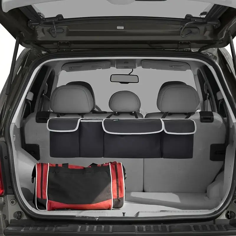 Car Organizer Trunk Storage Bag with 4 Pockets Multi-Functional Car Trunk Organizer, Backseat Storage Bag with Adjustable Straps
