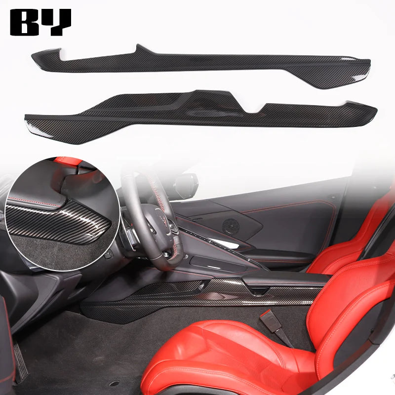 For Chevrolet Corvette C8 2020-2024 Car Accessory ABS Carbon Fiber Car Console Gear Shift Panel Cover door armrest Trim Sticker