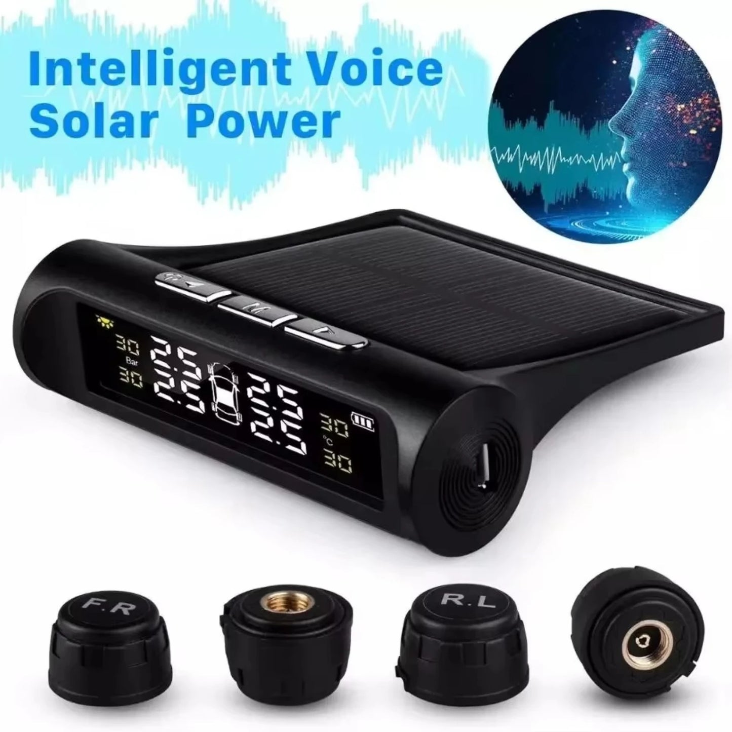 Solar Power Tyre Digital LCD Display Auto Security TPMS Internal Sensor Tire Pressure Monitoring System for Cars