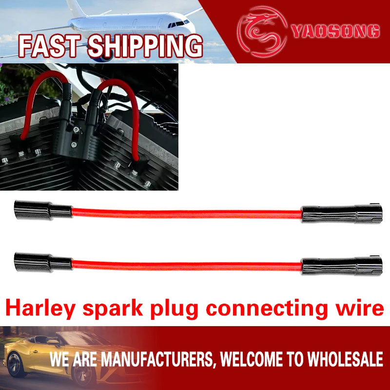 2 PCS 10.4mm 10mm Motorcycle Spark Plug Wire For Harley-davidson Softail Dyna FXD 1999-2017 Motorcycle Accessories