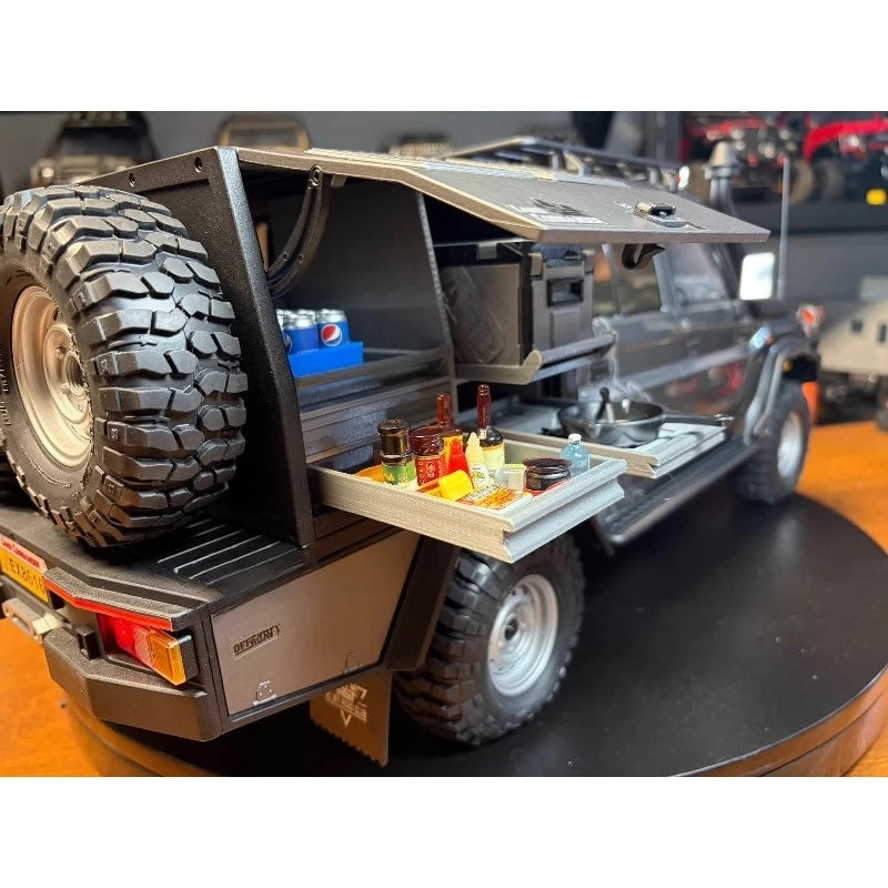 For RGT EX86160 1/10 LC79 RC Crawler Pickup Truck Bed Storage Box 3D Printed Tool Box with Simulation Fridge Decoration Parts