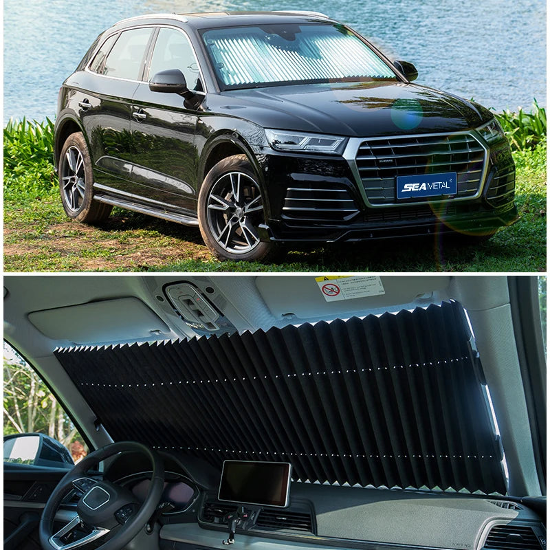 Foldable Car Sunshade Protector Auto Parasol Front Rear Window Sun Visor Winshield Sun Shade Covers UV Prevention for Car SUV