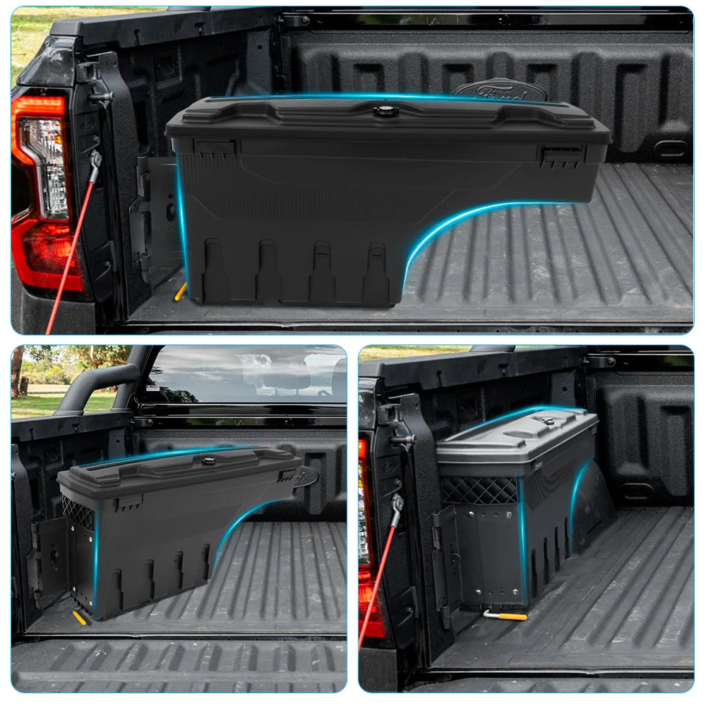 Caja de herramientas para caja de camioneta, almacenamiento, portón trasero, caja de herramientas abatible para Ford Ranger Raptor 2015-2024, accesorios para camioneta 4x4