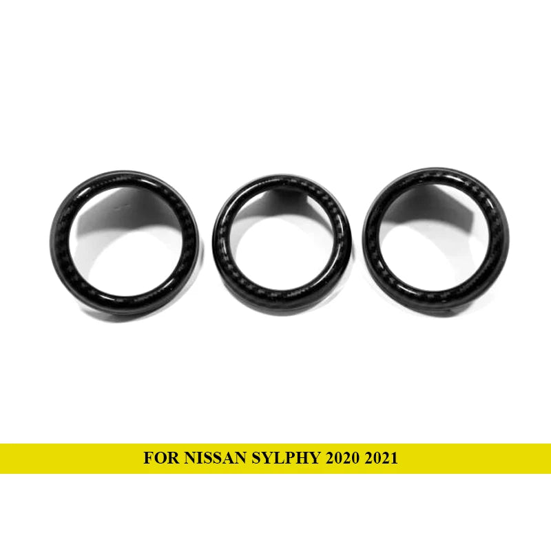 Car Interior Accessories For Nissan Bluebird Sylphy 2020 2021 2022 ABS Carbon Fiber Front Center Air Outlet Vent Cover Trim