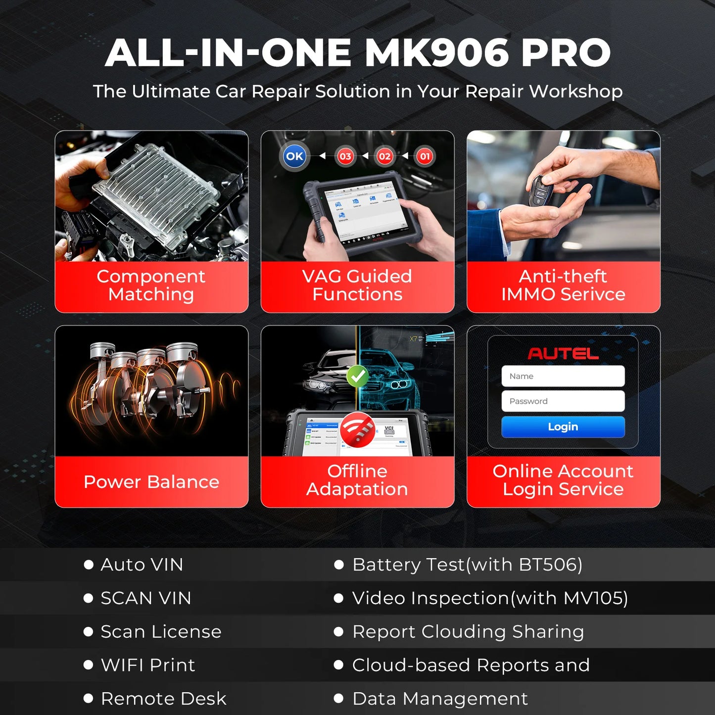 Autel MaxiCOM MK906 PRO Diagnostic Tool Bluetooth Car Scanner Automotive ECU Coding Tools MK906PRO PK MS906BT MK906S PRO