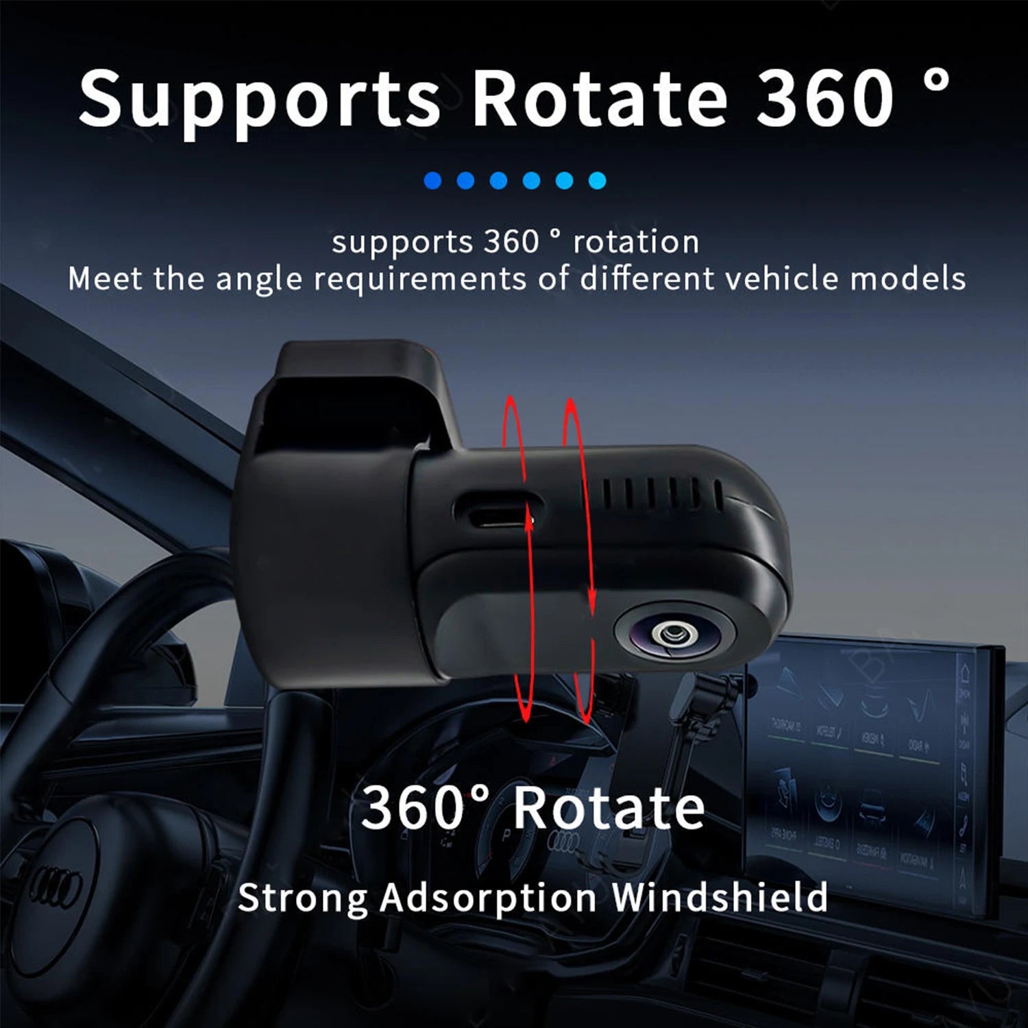 HD Mini Car DVR Dash Cam Front Car Camera with Night Vision 360° Rotation Video Recorder For Android ADAS LDWS Navigation Unit