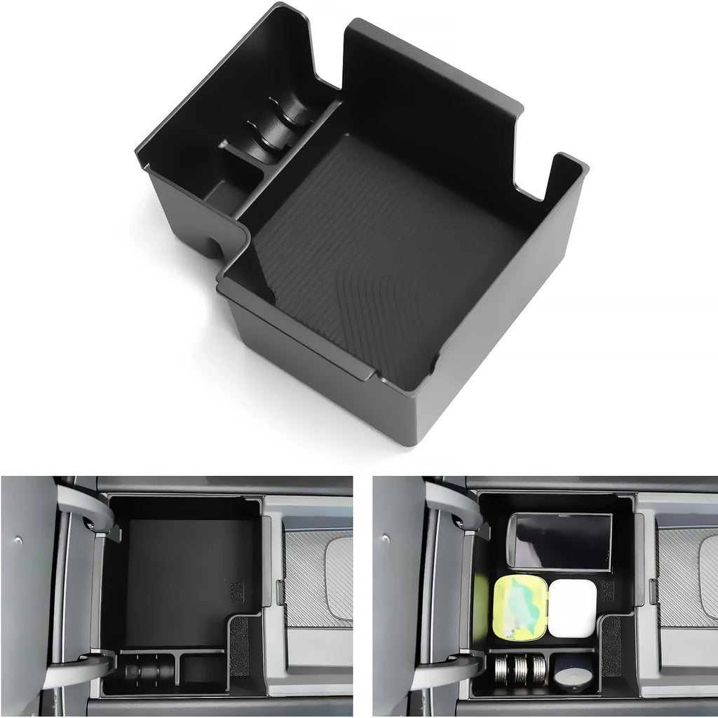 For KIA EV9 2024 2025 Car Center Console Organizer Armrest Storage Box Lower Storage Box Cup Holder Wireless Charger Panel Mat
