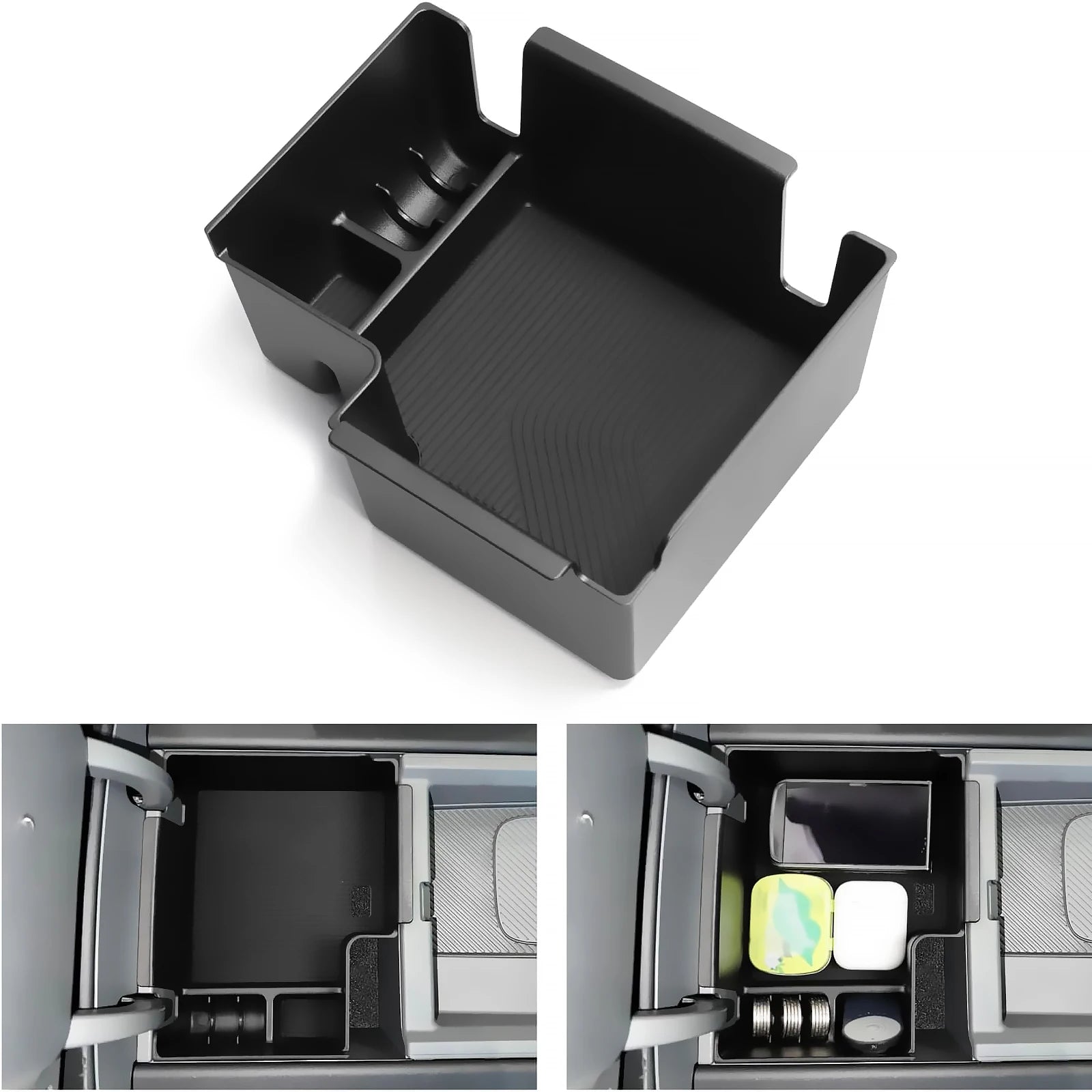 For KIA EV9 2024 2025 Car Center Console Organizer Armrest Storage Box Lower Storage Box Cup Holder Wireless Charger Panel Mat