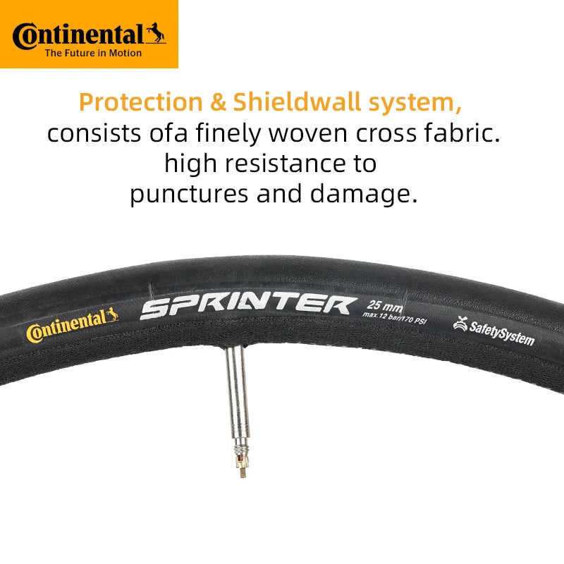 Continental Tubular Tyre Sprinter 700x25C 28x25mm Max 170psi SafetySystem Breaker Black Chili for Road Bike Racing & Training