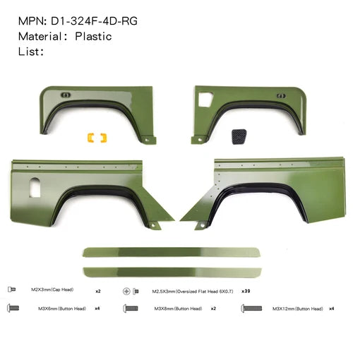 Pickup Truck Shell Kit 324 Wheelbase Accessories for 1/10 RC Crawler Car Traxxas TRX4 Defender AXIAL SCX10 RC4WD D90 D110 Parts