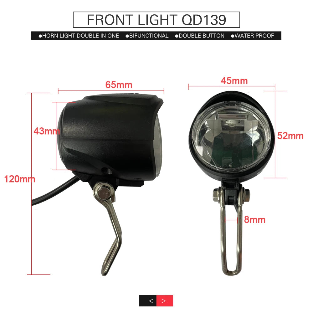 Interruptor de luz y bocina para bicicleta eléctrica, faro delantero, bicicleta eléctrica, scooter, luces delanteras, traseras, luces de advertencia, piezas, accesorios, 12 V-72 V