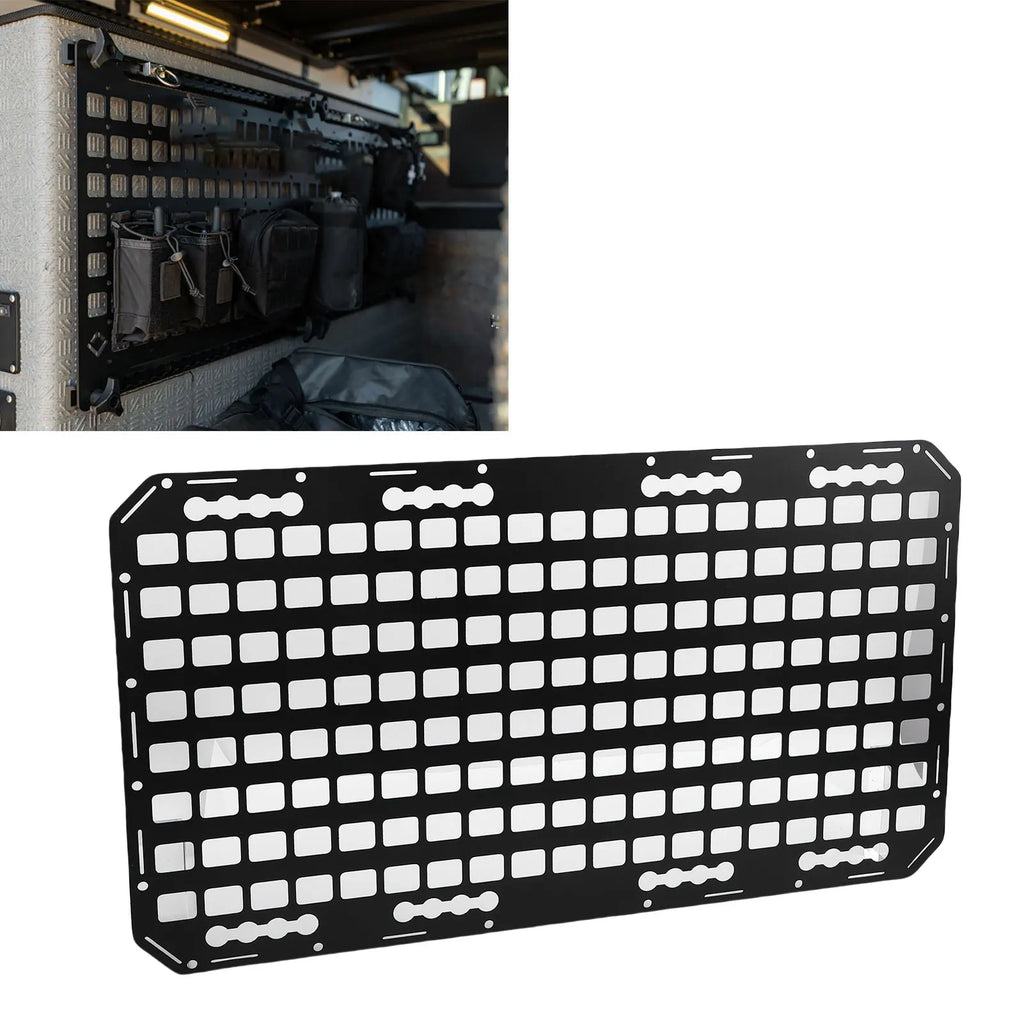 Truck Bed Molle Panel Aluminum 17x30x0.08in Side Truck Bed Molle Panel Rack System for Sedans SUVs Pickups Trucks RVs Trailers