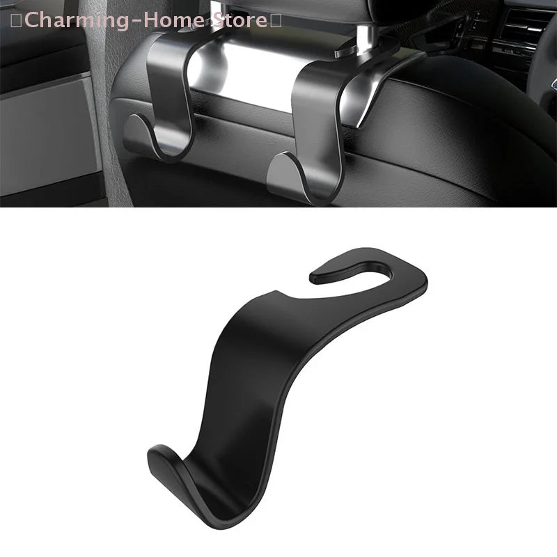 【M】Car Seat Back Hook, Car Headrest Hook, Car Accessories For Interior, Plastic Black Hook
