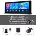11.3" Android 14 Dash Cam with Carplay Android Auto 4GB+64GB Front Rear 1080P GPS Navigation WiFi Smart Rearview Mirror DVR