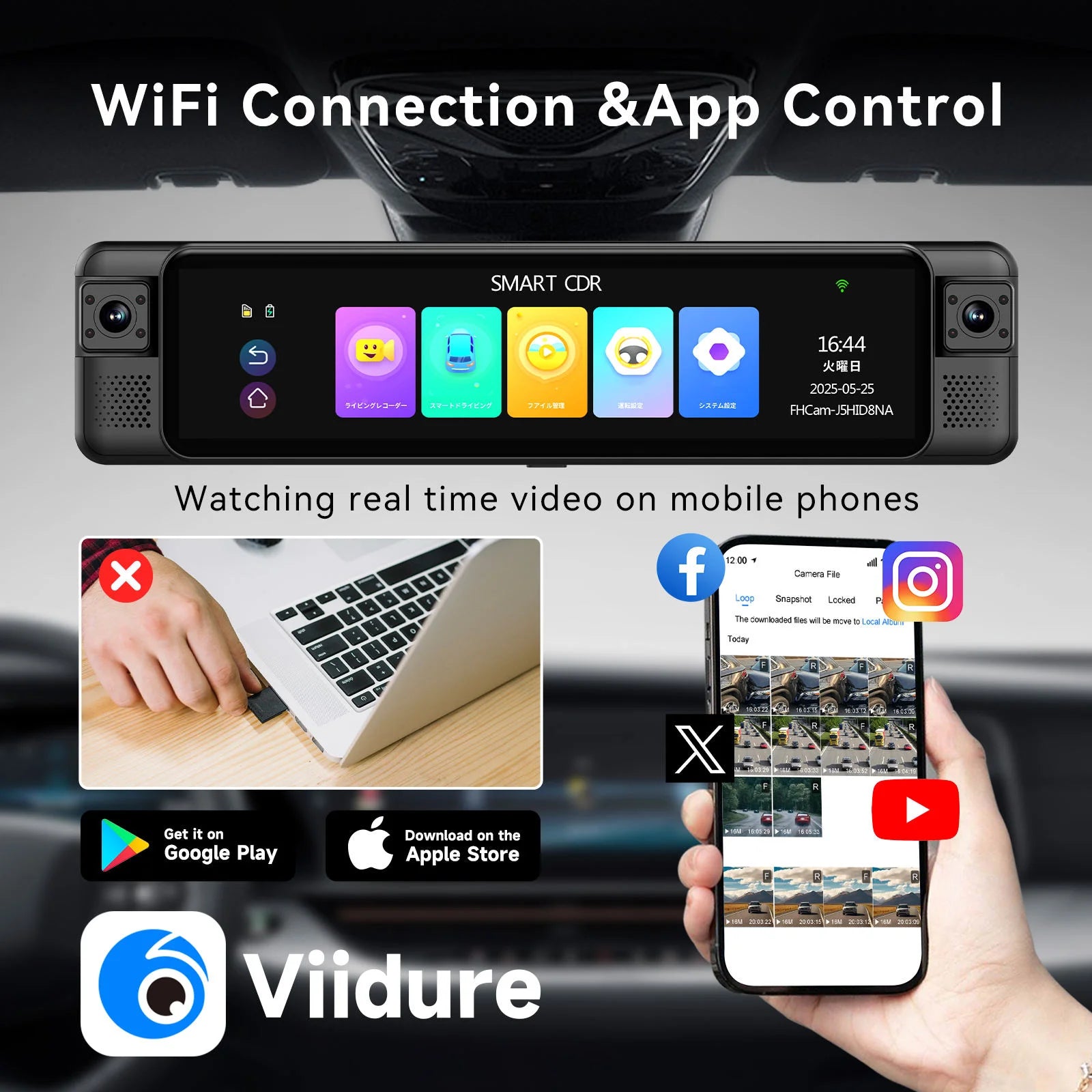 4K Mirror Dash Cam 4 Channel WIFI GPS ADAS BSD Blind Spot Detection Reverse Assist RearView Mirror Car DVR with Special Bracket