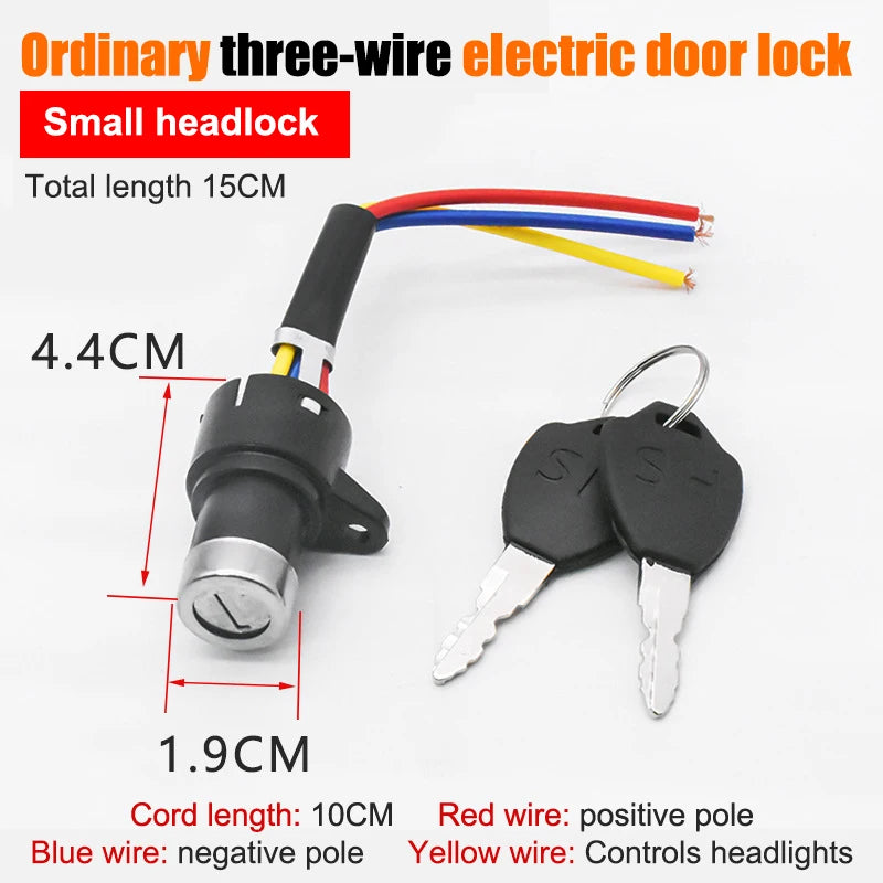 Llave de encendido para bicicleta eléctrica, cerradura de encendido portátil para scooter eléctrico, componentes de bicicleta eléctrica