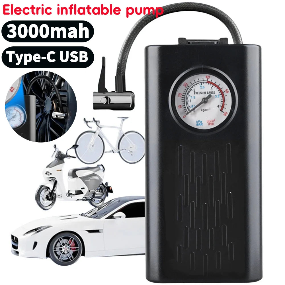 Electric Air Compressor USB Charging Portable Bike Pump Multifunctional Electric Tire Pump for Motorbike Auto Bicycle