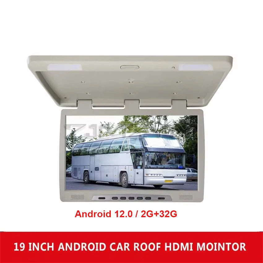 19 Inch Pantalla Coche Android Auto Car Roof HD Monitor Ceiling TV Multimedia Video Player With Bluetooth WiFi USB FM 2+32GB