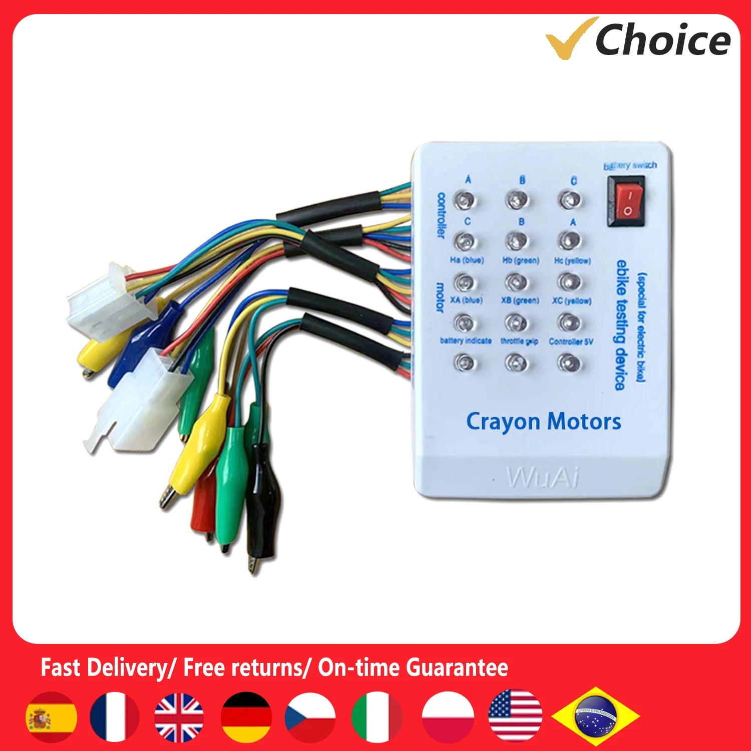 Dispositivo de reparación de electromóviles, detector de mantenimiento de scooters, controlador Hall de motor sin escobillas de 24 V/36 V/48 V/60 V/72 V, comprobador de bicicletas eléctricas