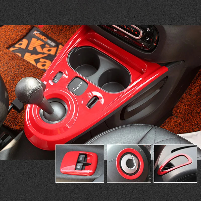 Car Red Interior Modified Steering Wheel Decoration Sticker For New Smart 453 Fortwo Forfour Car Accessories Styling
